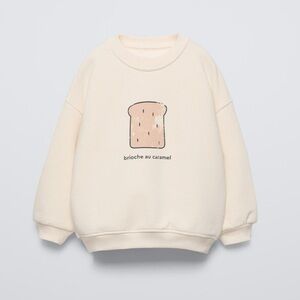 Zara Kids Cream Brioche au Caramel Graphic Sweatshirt
